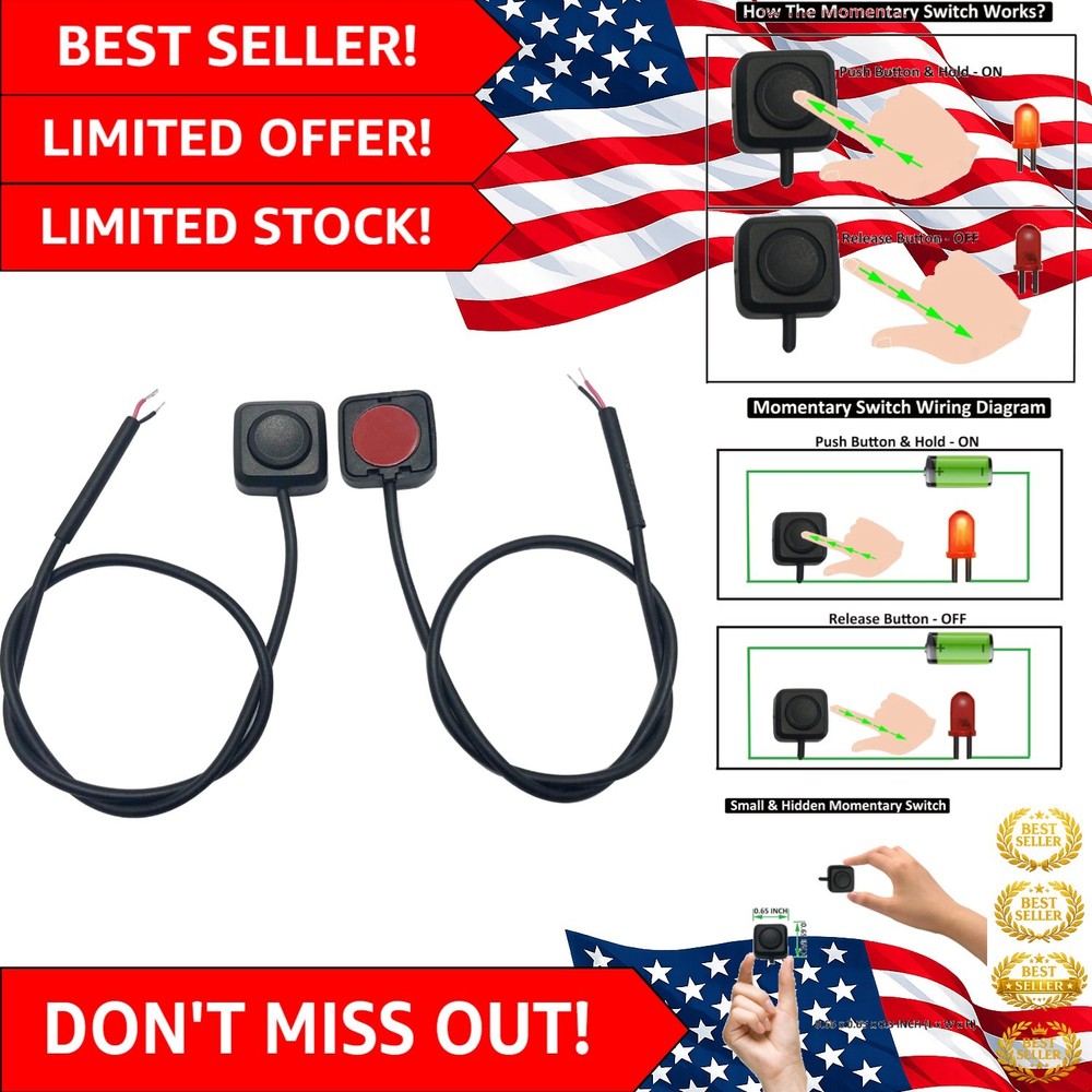 Compact Surface Mount Push Button Switches [2-Pack] - Easy Install & Reliable