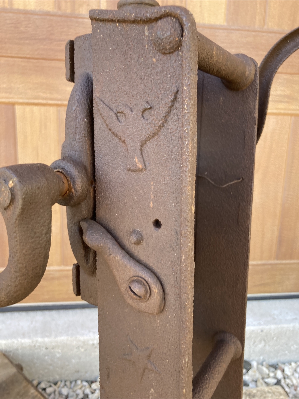 Antique Buckeye Boss Barn Beam Auger Drill Wood Cast Iron Anderson Indiana