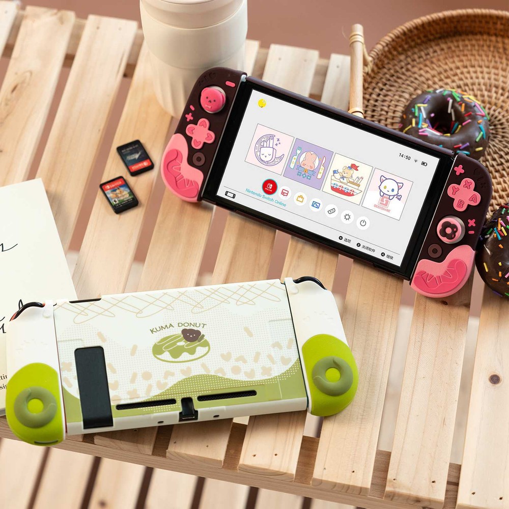 GeekShare Protective Case for Nintendo Switch/Switch OLED and JoyCon Cover Donut