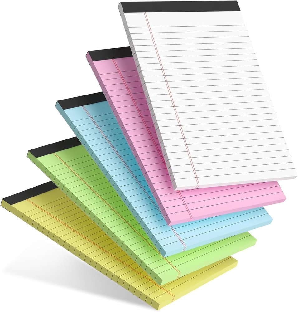 Durable 5 Pack Multicolor Notepads - 30 Sheets for Effective Note Taking