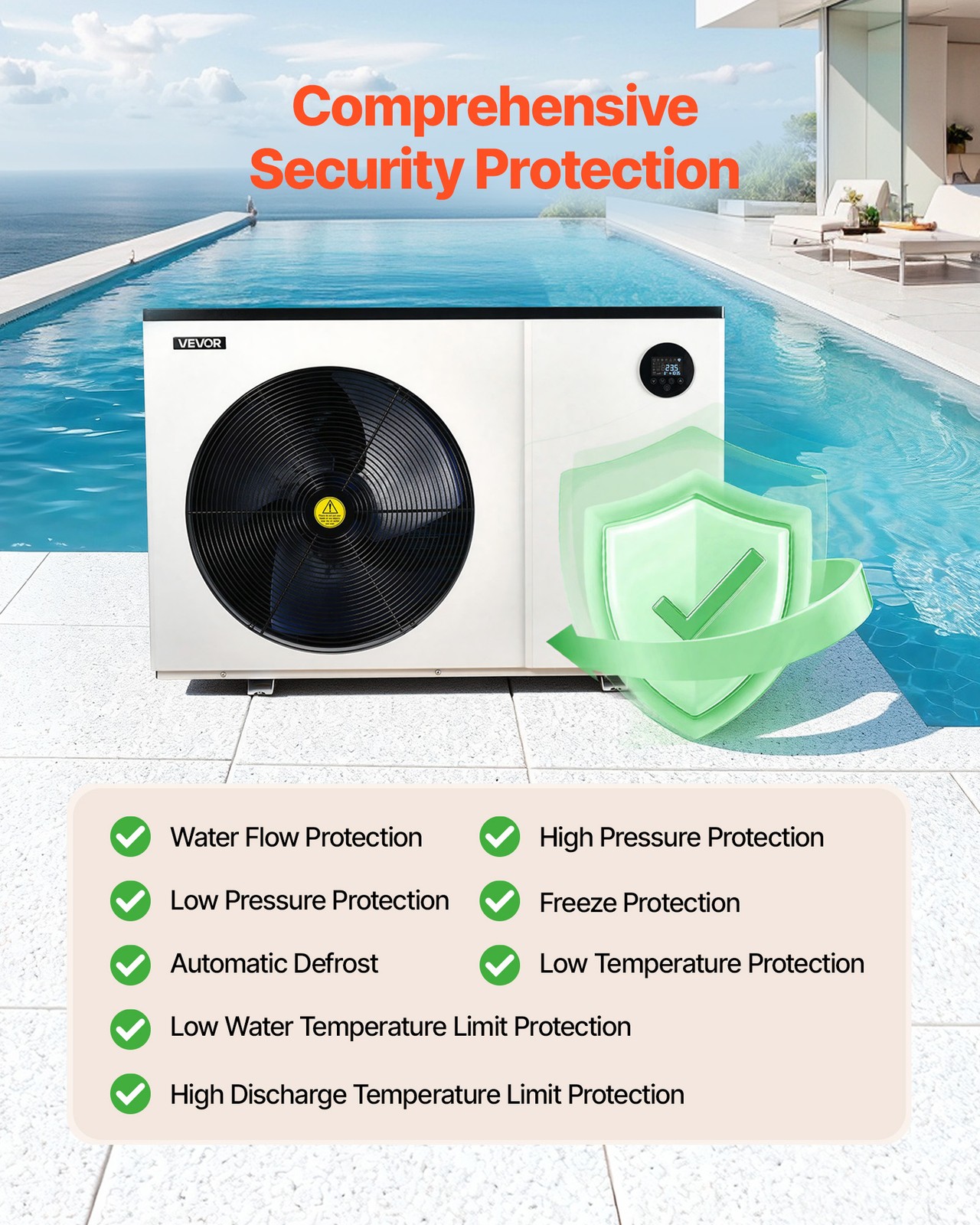 VEVOR 70730 BTU Pool Heat Pump Electric Heater for In-Ground All-DC Inverter