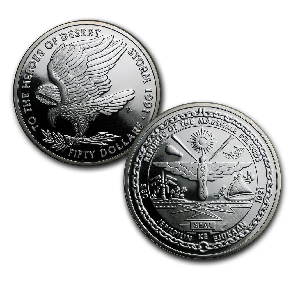 Marshall Islands $50 Silver Proof (Random Dates)