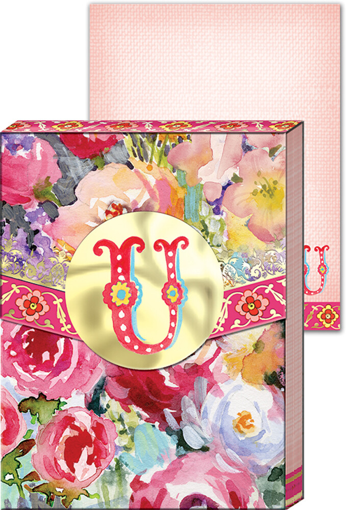 Punch Studio E2 Wildflowers Initials Monogram Mini Pocket Note Pad Choose Letter