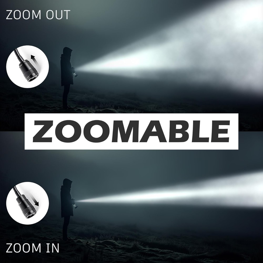 LED Work Light, 500 Lumen Gooseneck Flashlight with Magnetic Base, Zoomable Flex