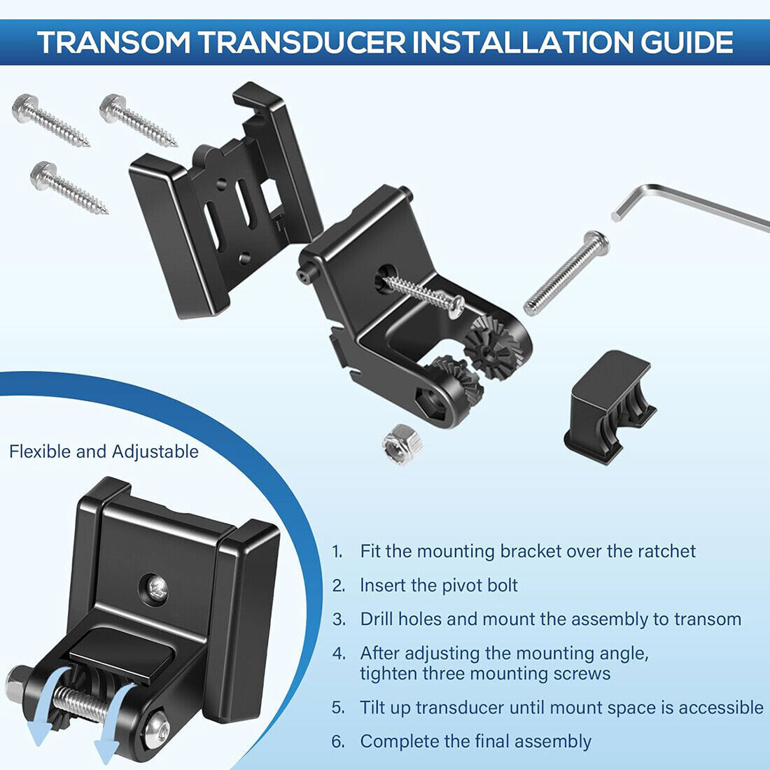 For Humminbird 740093-1 Transducer Mount MHX XNT Hardware Transom Mount Bracket