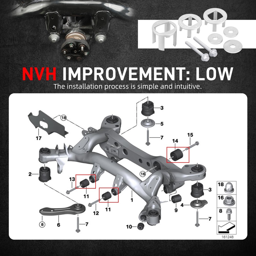 Billet Rear Differential Diff Bushing Insert Kit For BMW E82 E88 E90 E91 E92 E93