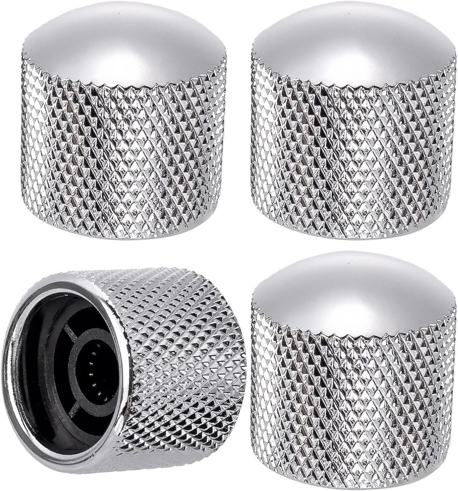 Swhmc 4Pcs Metal Guitar Knobs Volume Tone Control Knob Dome Silver