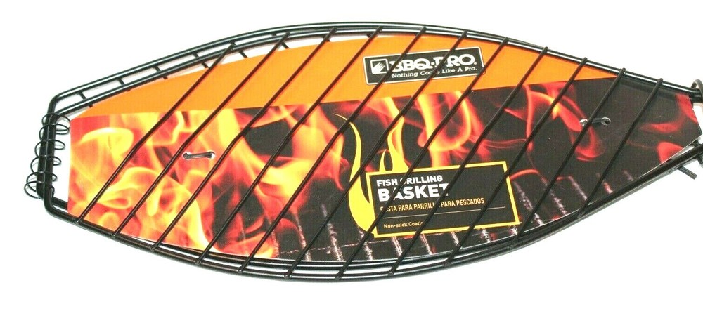 BBQ-PRO Black Non-Stick Fish Grilling Basket