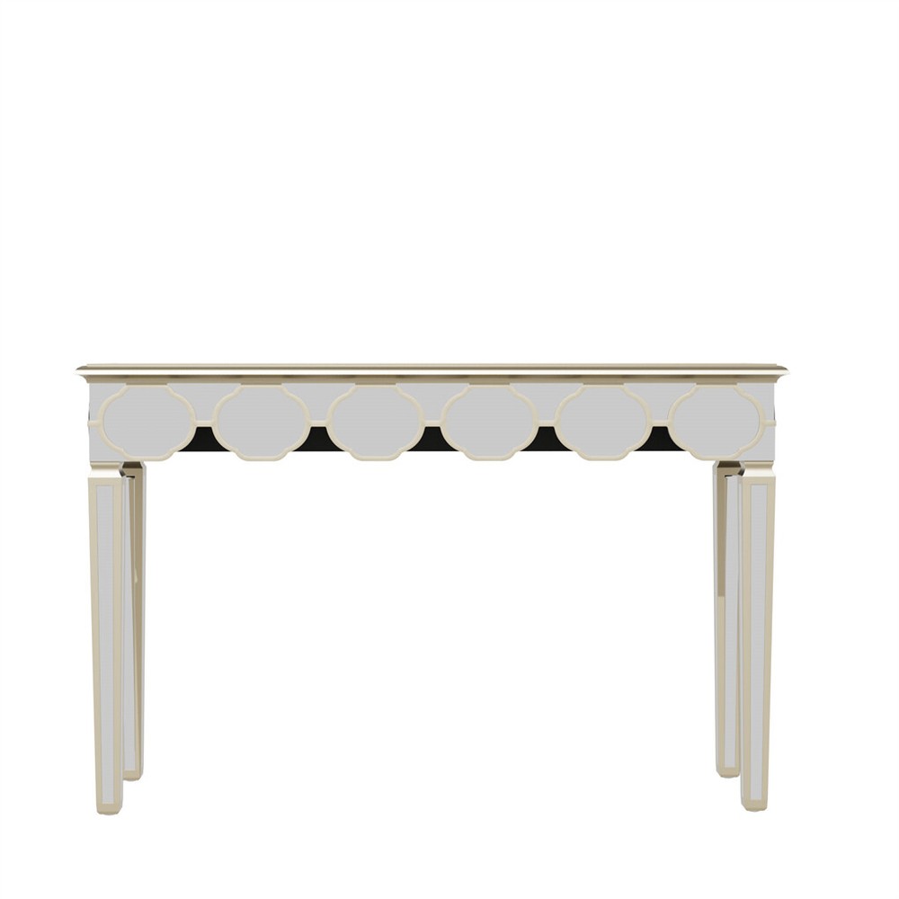 1.2m Ultra Long Mirrored Console Table Gold Rim Lantern Pattern Entryway Table