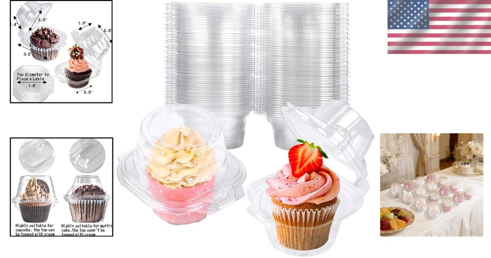 25 Pack Stackable Clear Plastic Cupcake Containers - Perfect for Parties