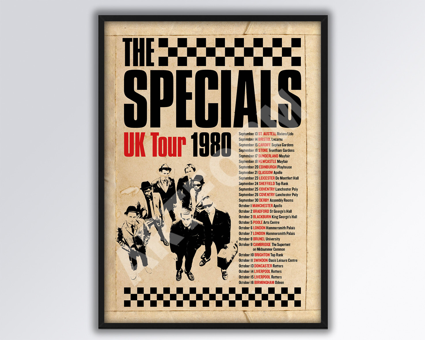 THE SPECIALS Reimagined 1980 UK Tour Poster A3 size. 2 Tone. Madness.