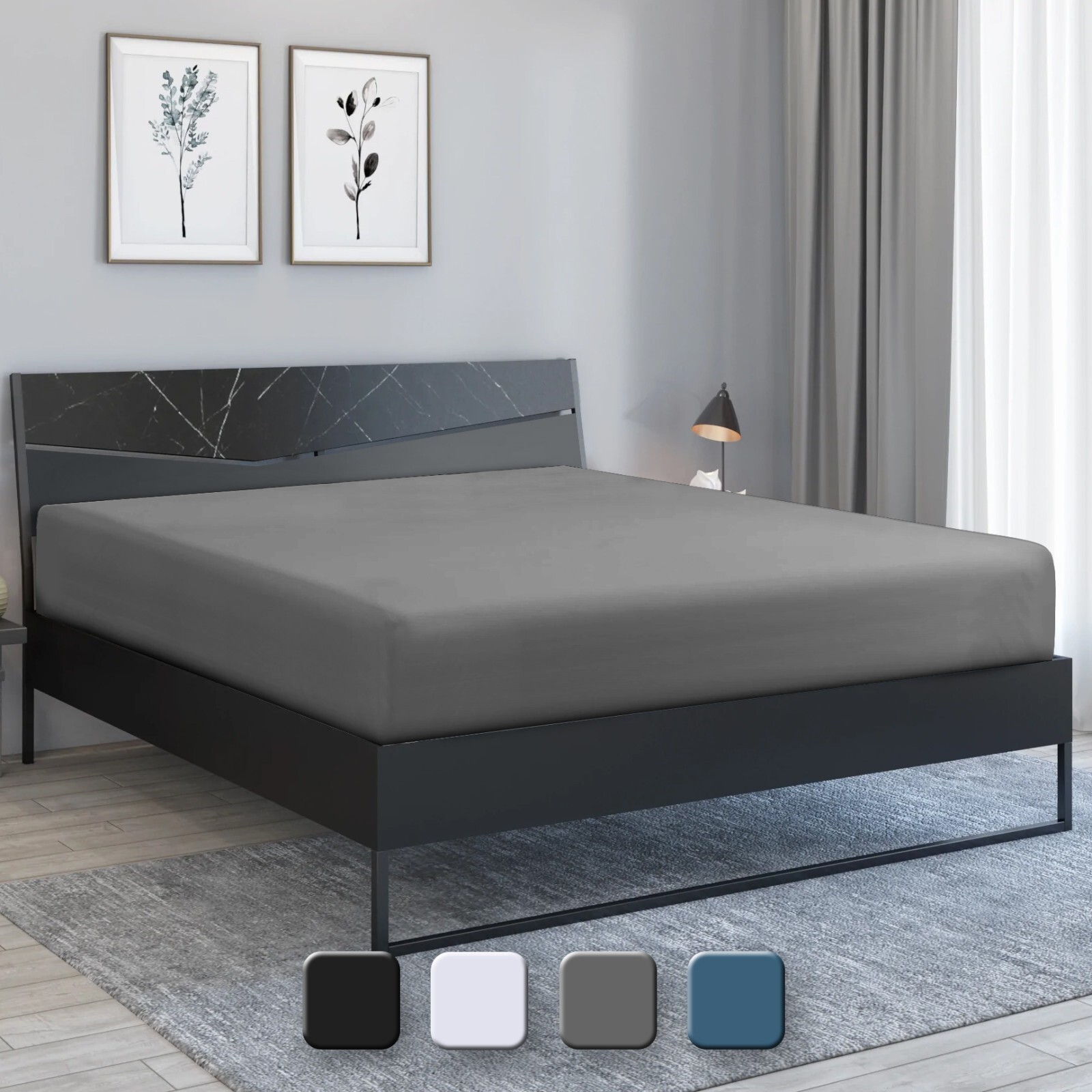 Fitted Sheet Deep Pocket Easy Care Breathable Microfiber Elastic Bedding Sheets