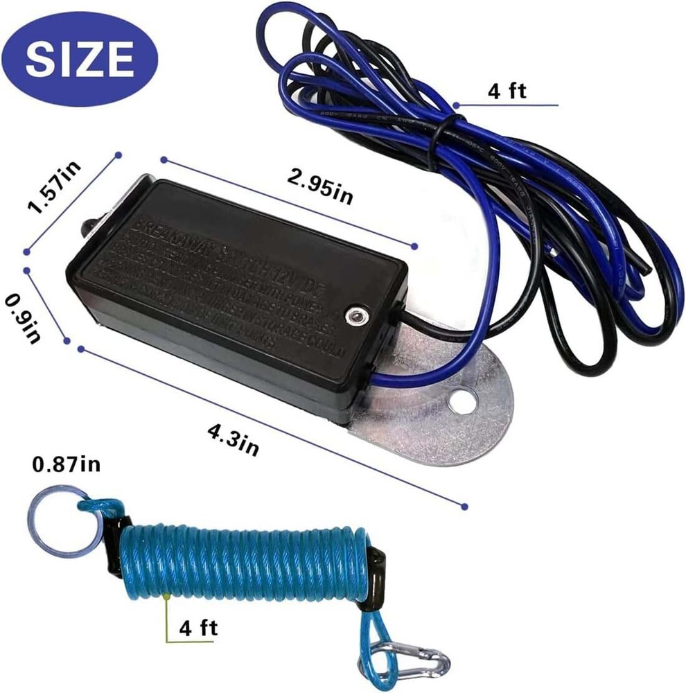 4Ft Trailer Breakaway Switch Trailer Break Control Kit Electric Brake Switch