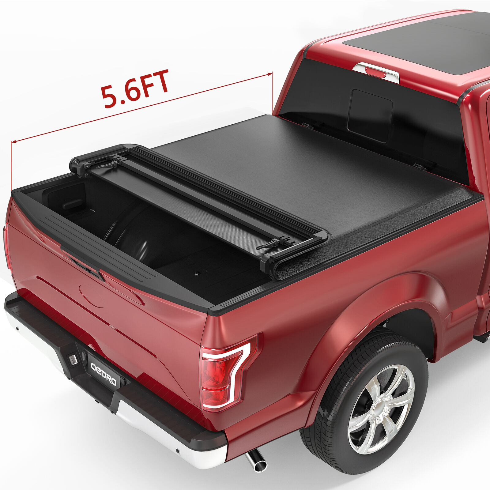 OEDRO 5.6Ft/5.7ft Bed Four-Fold Soft Tonneau Cover For 2009-2022 Dodge Ram 1500