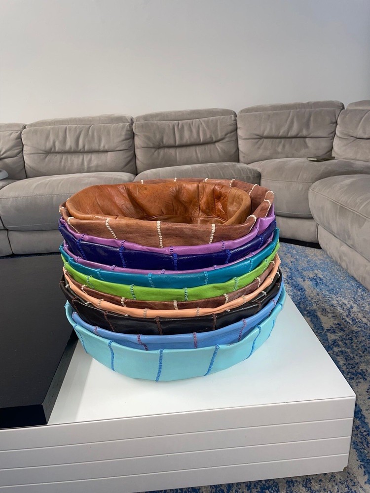 MOROCCAN LEATHER POUFS