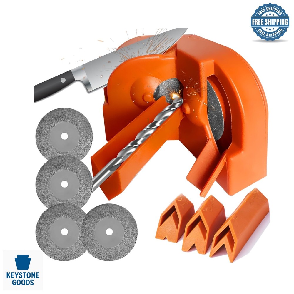 Portable Electric Drill Bit Sharpener with 4 Diamond Grinding Wheels