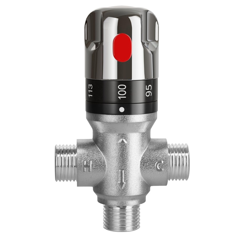 FUGO 1/2" NPT Thermostatic Mixing Valve Solid Brass Chrome