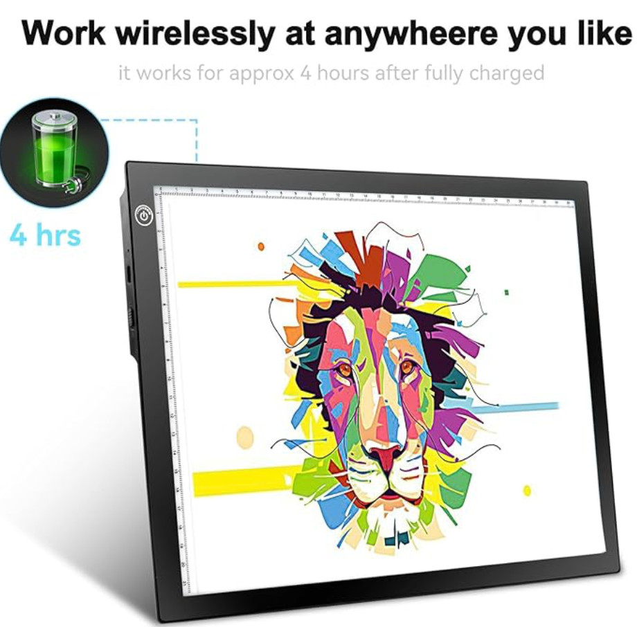 LitEnergy Rechargeable Battery Powered Light Tracing Box, Ultra-Thin Adjustab...