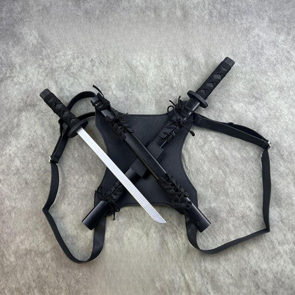 Double Sword Harness Sword PU Leather Back Strap Sword Back