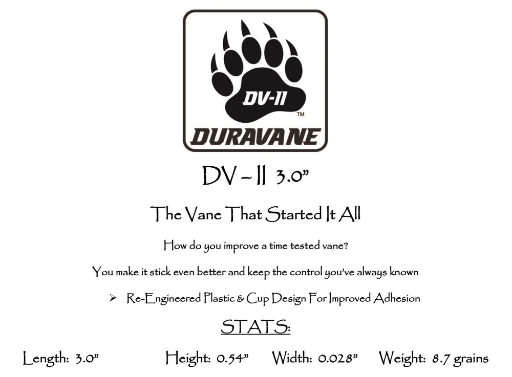 3.0", Black, DV-II Duravane Vanes , Pkg 12 ***When Accuracy Counts***