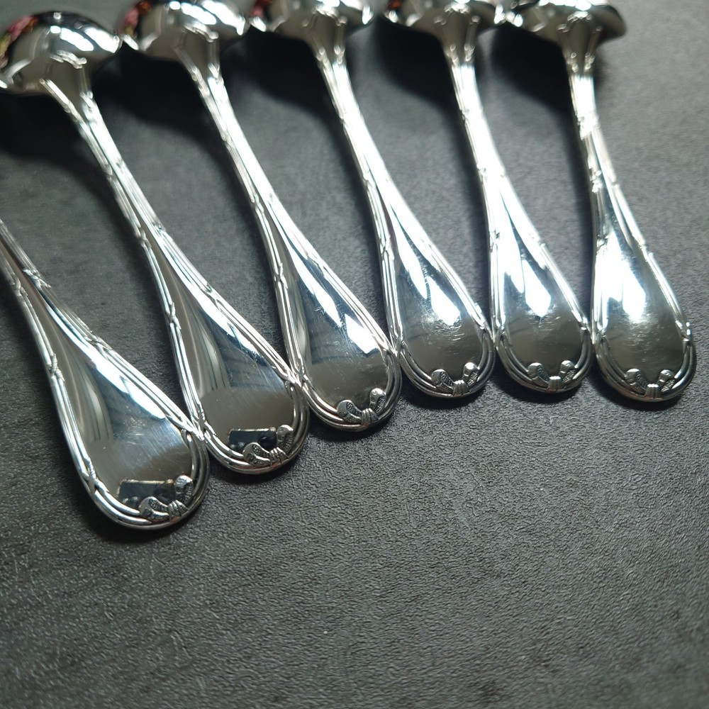Christofle Rubans Coffee Spoon 6pcs Silverplate Flatware Excellent