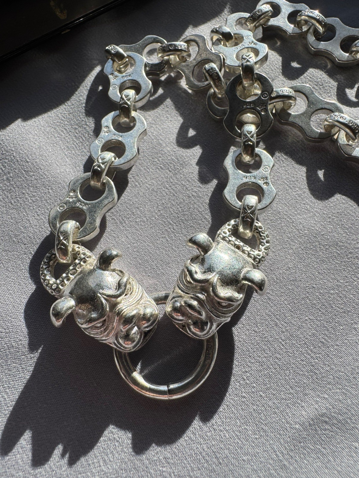 Mens 925 Sterling Silver Plated Necklace Heavy Streetwear Style