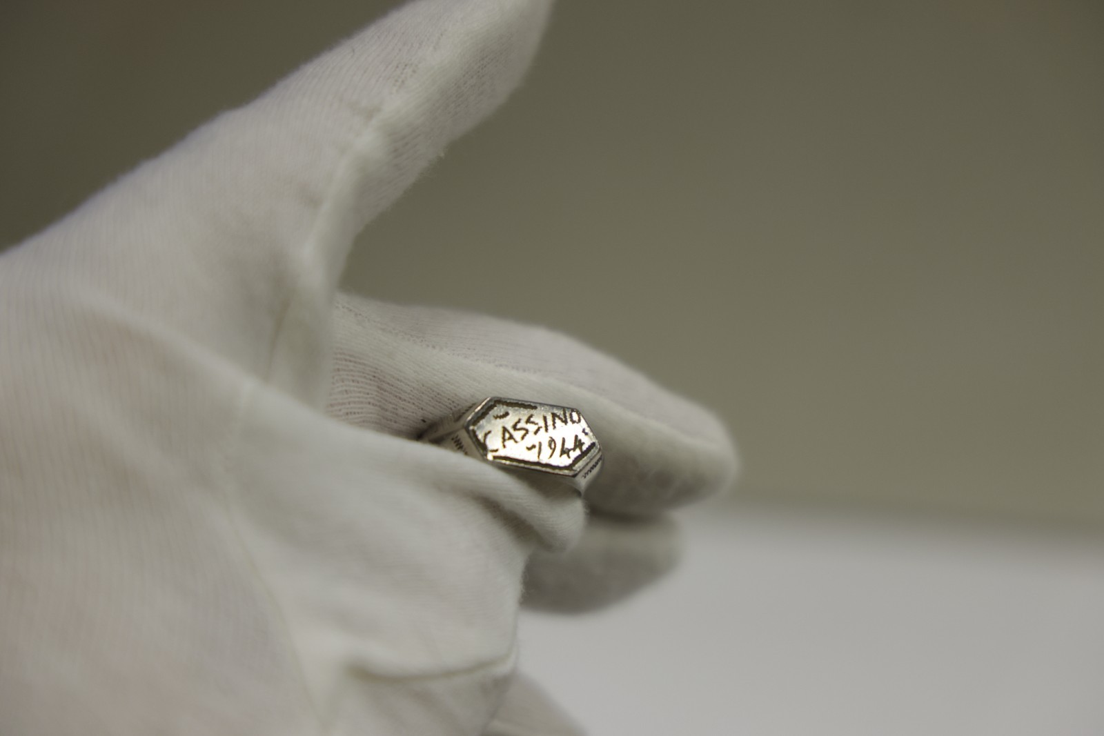 Vintage WWII Trench Art Silver Ring Size 10 1/2 1944 Cassino