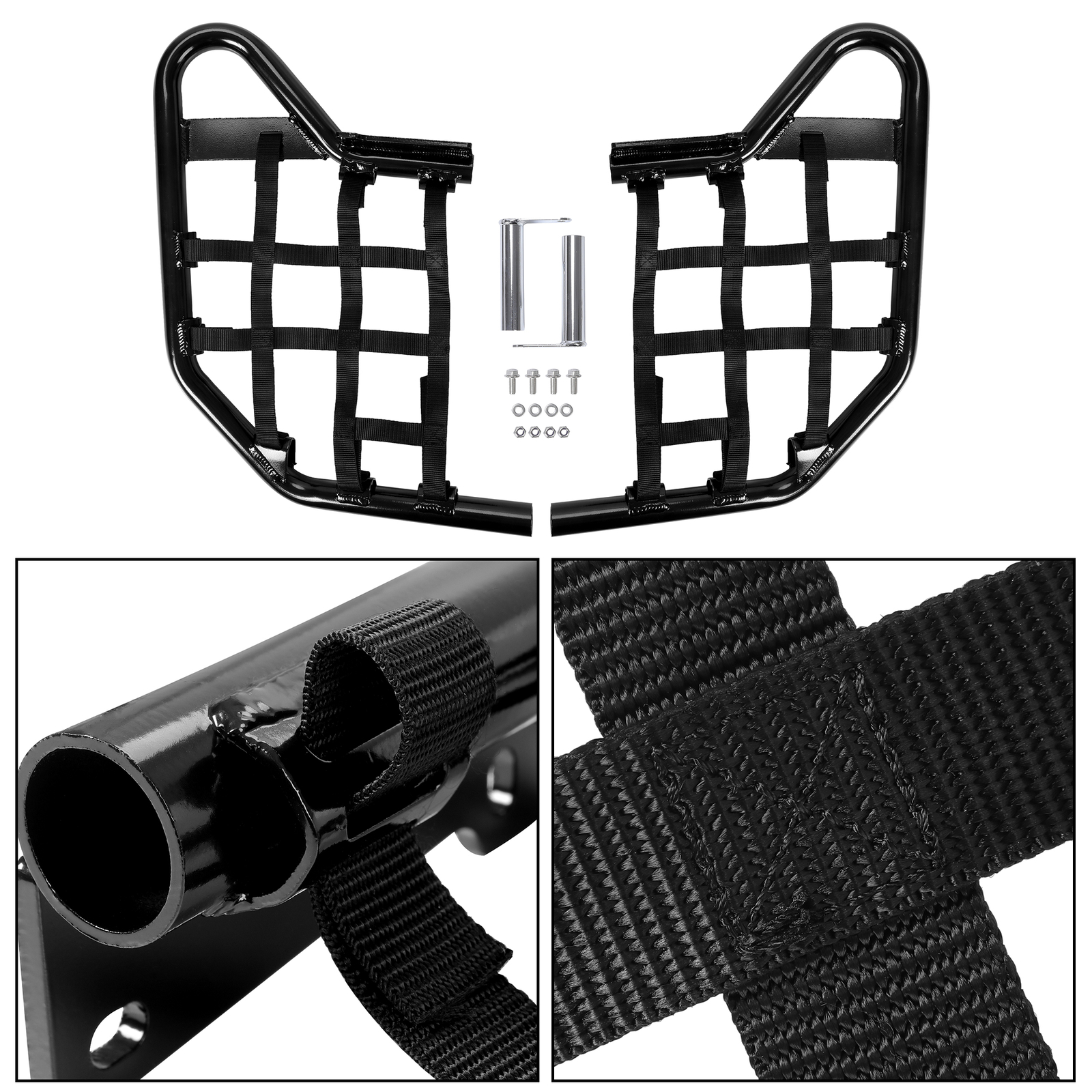 For Yamaha Raptor 700 YFM 700 YFM700 Nerf Bars Foot Guard Pegs W/ Black Net