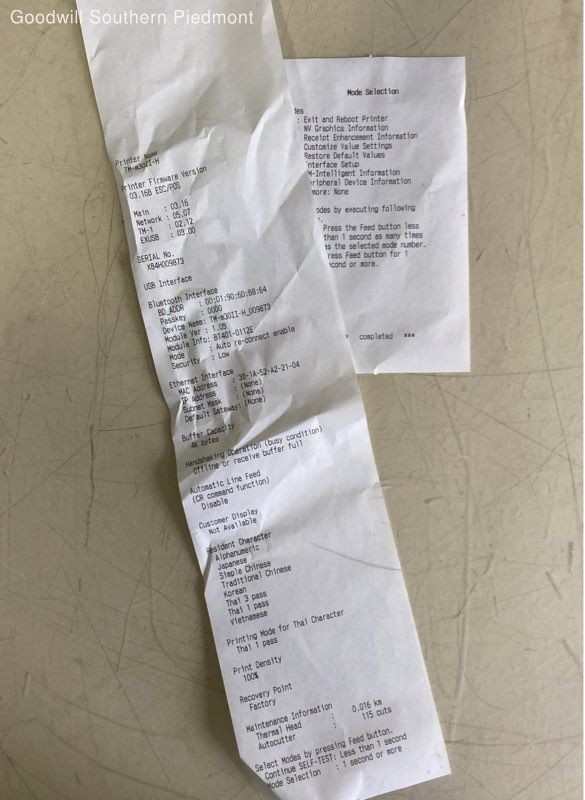 Epson M362D TM-m30ll-H Thermal Receipt Printer - Tested