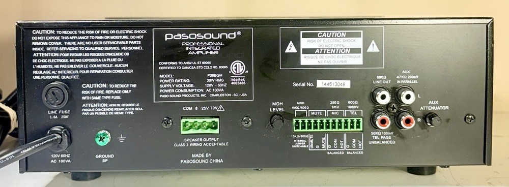 PASO-SOUND P30BGM Professional Integrated Amplifier