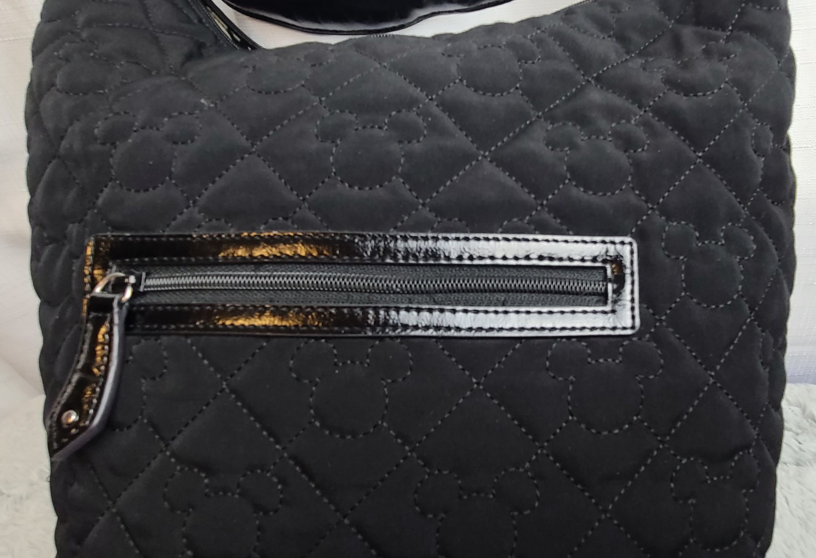 Vera Bradley Disneys Mickey Mouse Black Quilted Bucket Bag/Tote, Retired