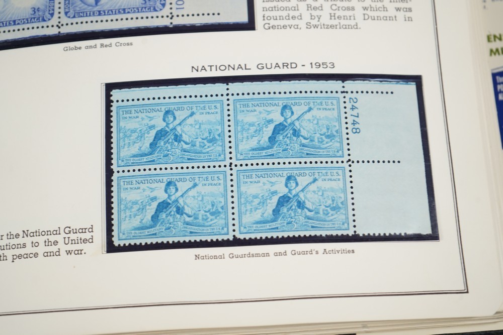 US 1950s-1960s COLLECTION OF 240 MINT PLATE BLOCKS STORED IN MINKUS ALBUM