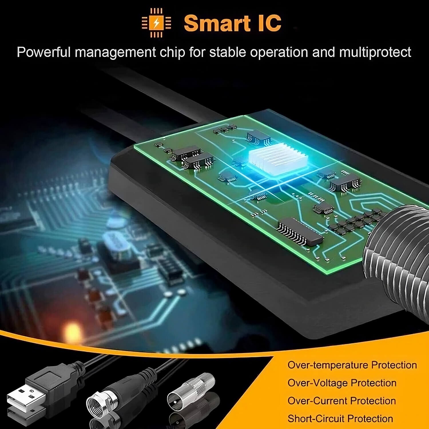 360° Omni HDTV Antenna | 150 Miles | 4K 1080P | Pole for Indoor/Outdoor/RV/Attic