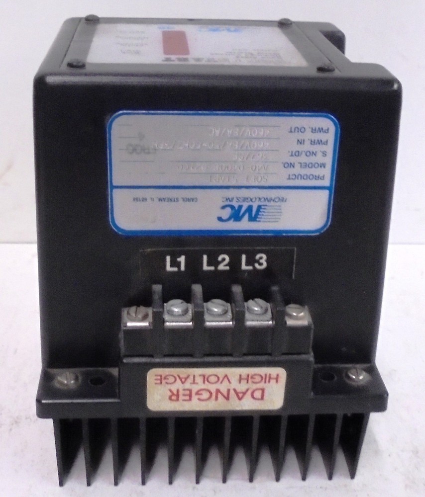 MC TECHNOLOGIES, SOLID STATE SOFT START RELAY, A40-04008-02100, 460V/8A/50-60HZ