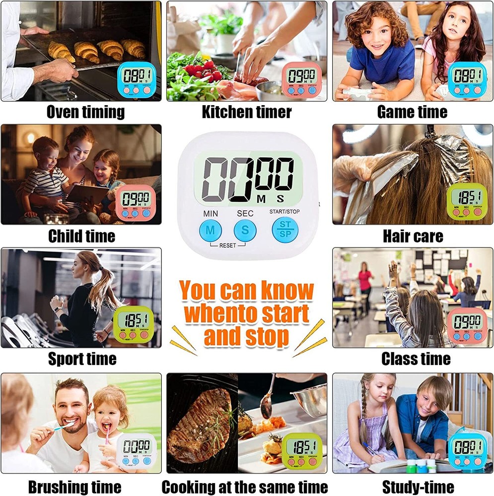 1-8 pcs Timer Kitchen Study Work Exercise Training, Outdoor Clear and loud alarm