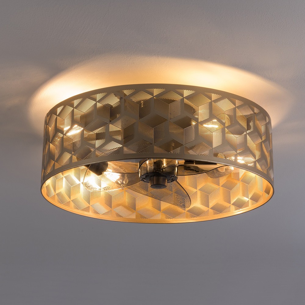Modern Round Low Profile Ceiling Fan Light Flush Mount?with Remote 18" Indoor