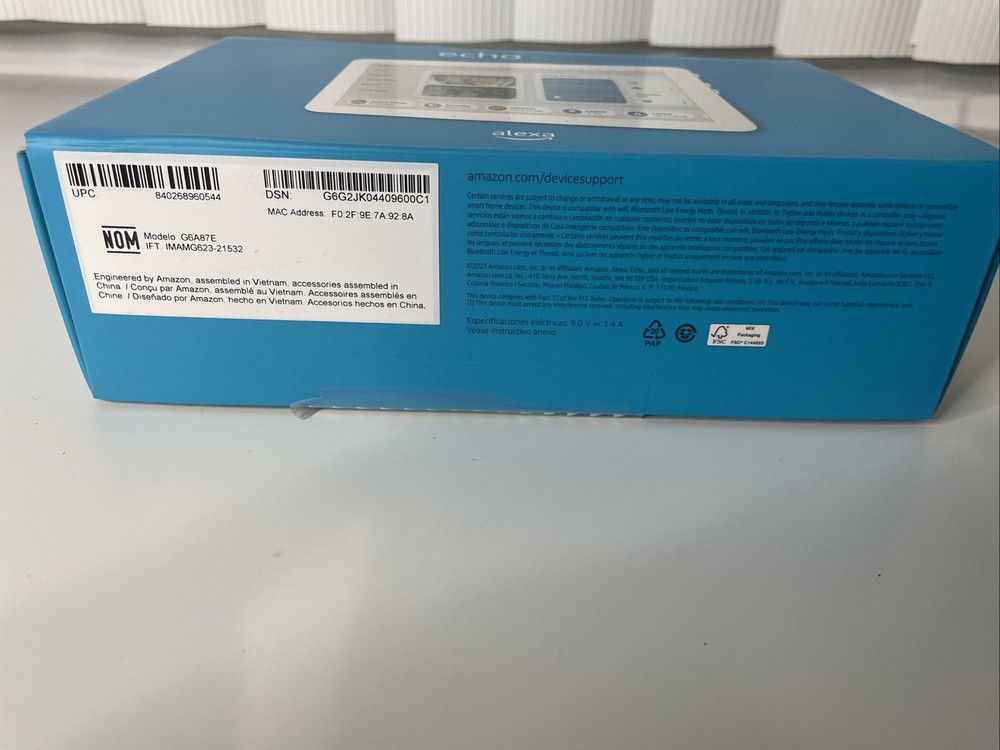 Amazon Echo Hub 8" Smart Home Control Panel with Alexa White Model G6A87E NEW