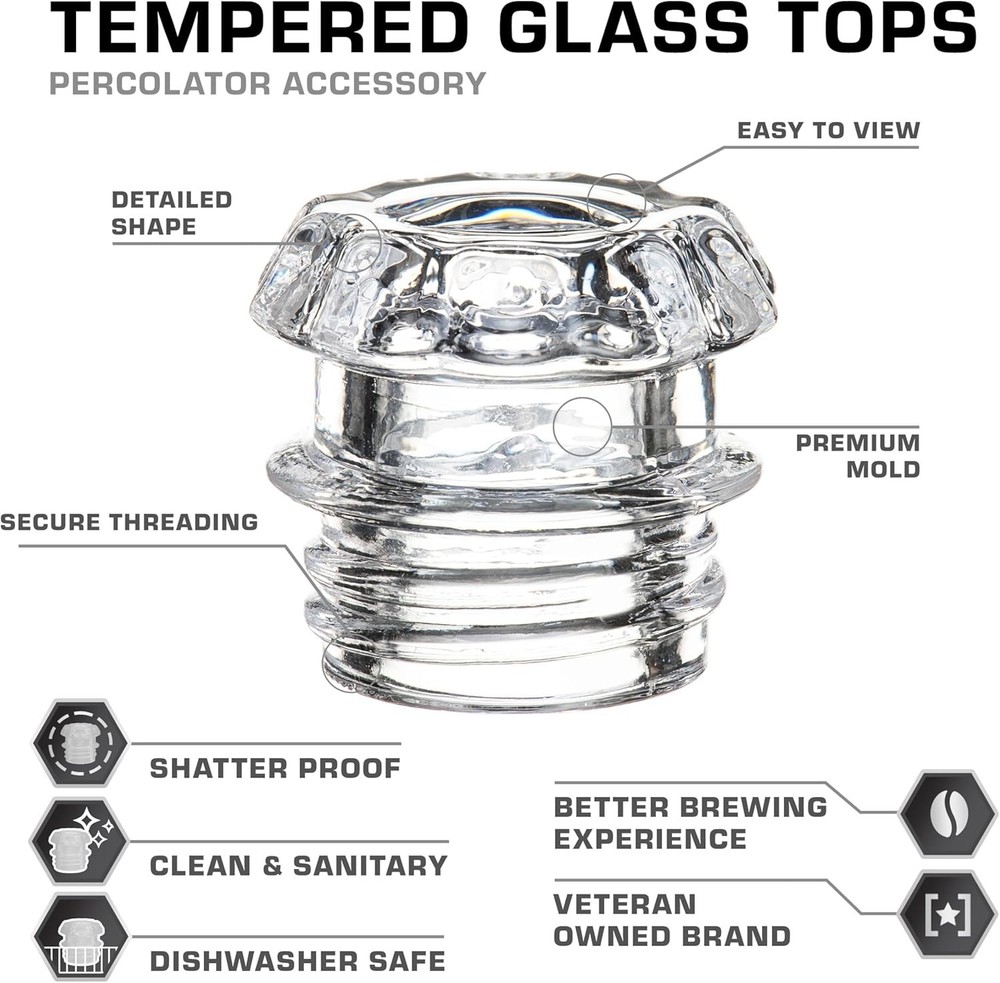 Coffee Percolator Glass Top Replacement - (Pack of 2)