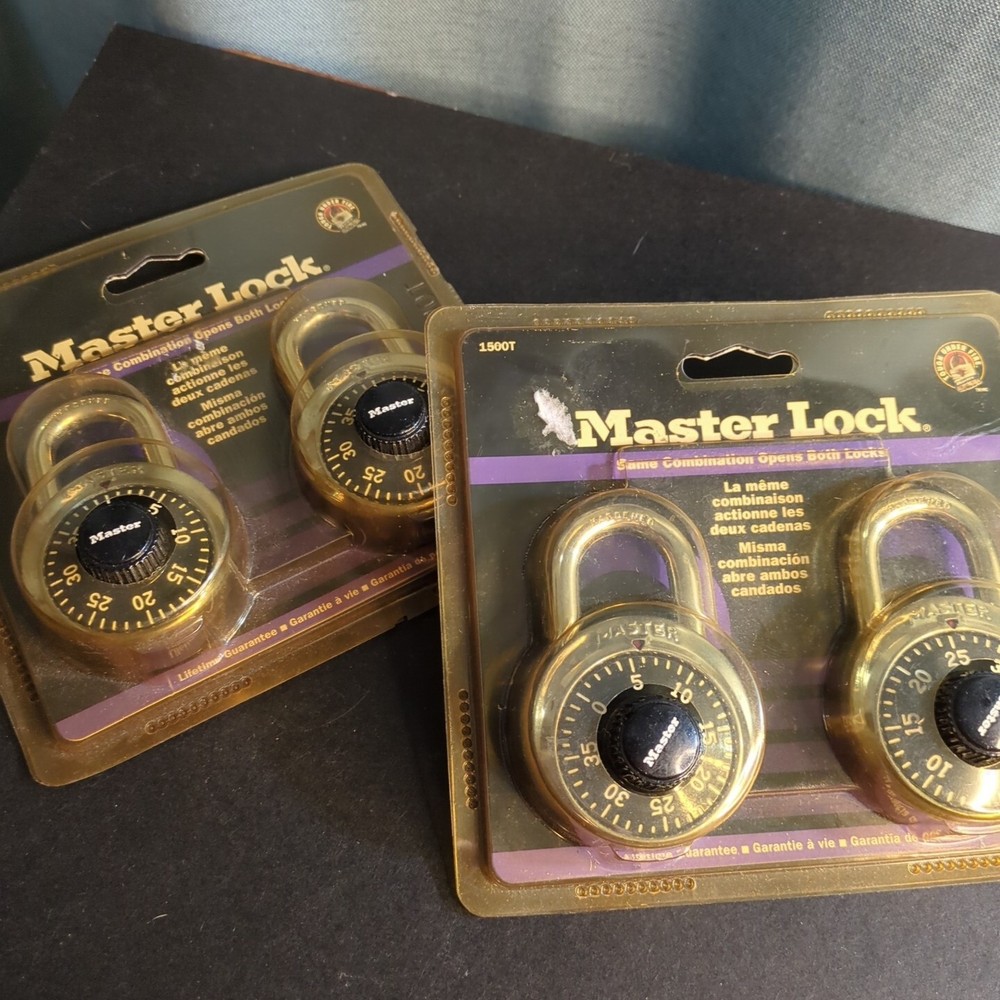 Master Lock #1500T Two 2 Packs Each Pack Has Same Combination New Old Stock