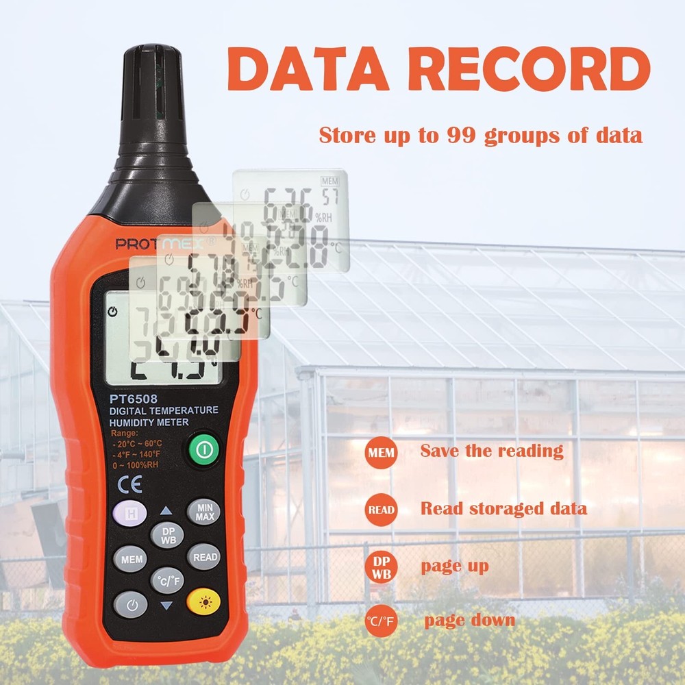 Digital Temperature Humidity Meter, Thermometer Hygrometer with Ambient Dew P...