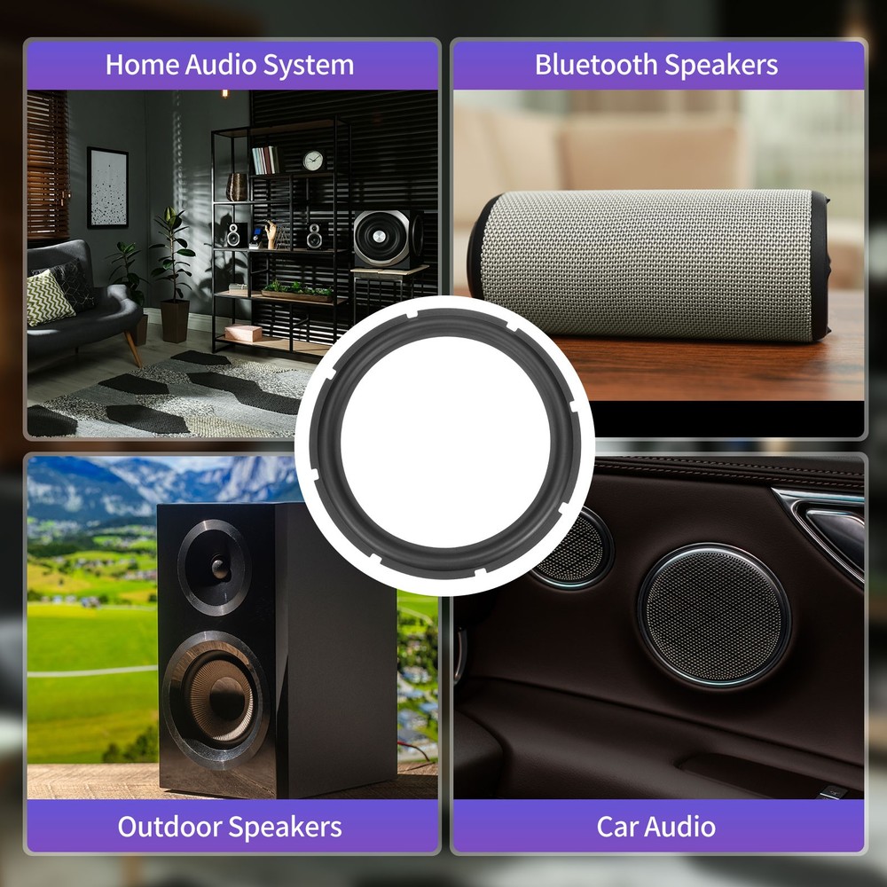 Black 12 Inch Rubber Notch Speaker Edge Surround Ring 4 Pcs