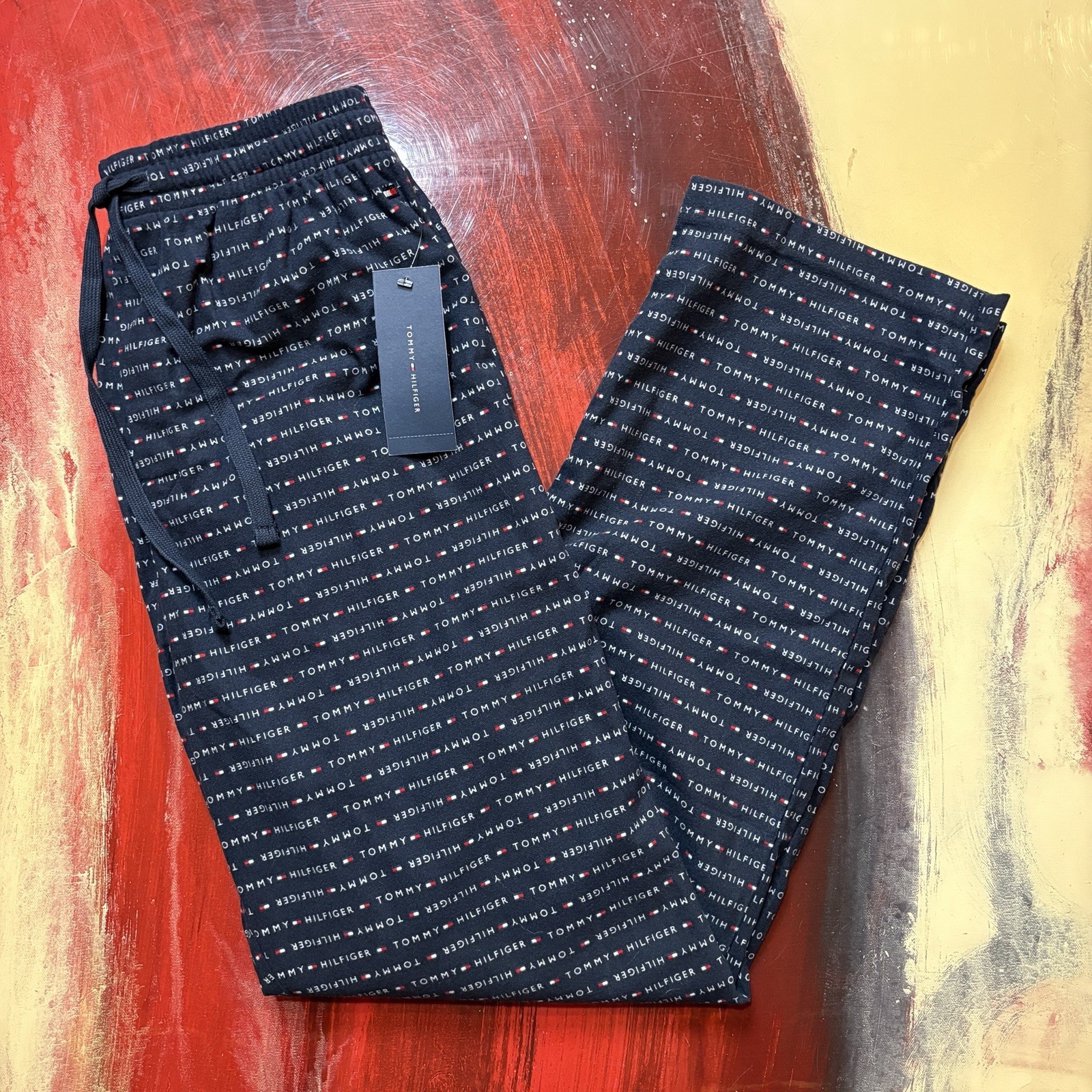 $42 Tommy Hilfiger Medium Wedgewood Pajama Sleepwear Blue Pants Drawstring NEW