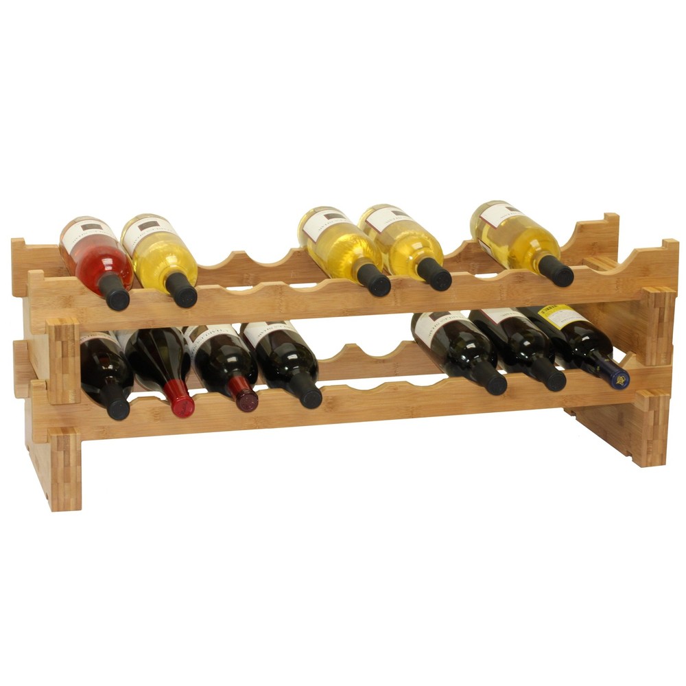 18bottle Stackable Bamboo Wine Rack