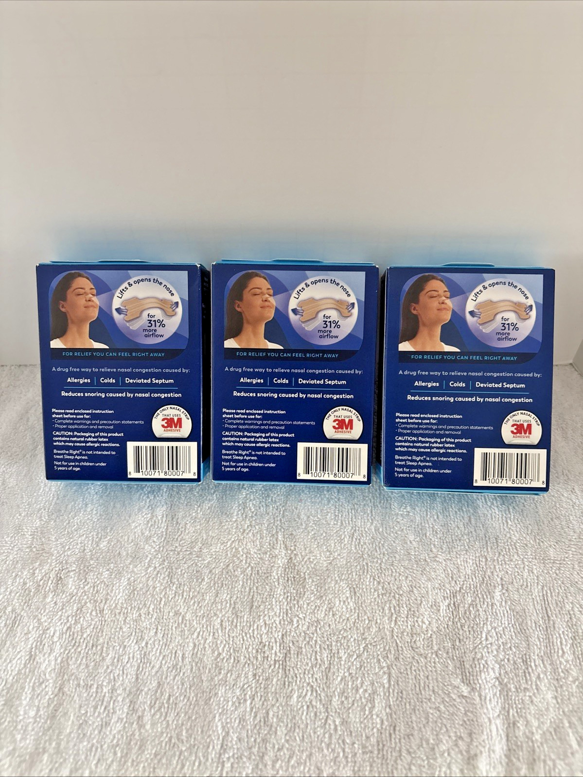 120 Breathe Right Original Nasal Strips Tan 3 x 30 Count Boxes -Sealed-90 Total