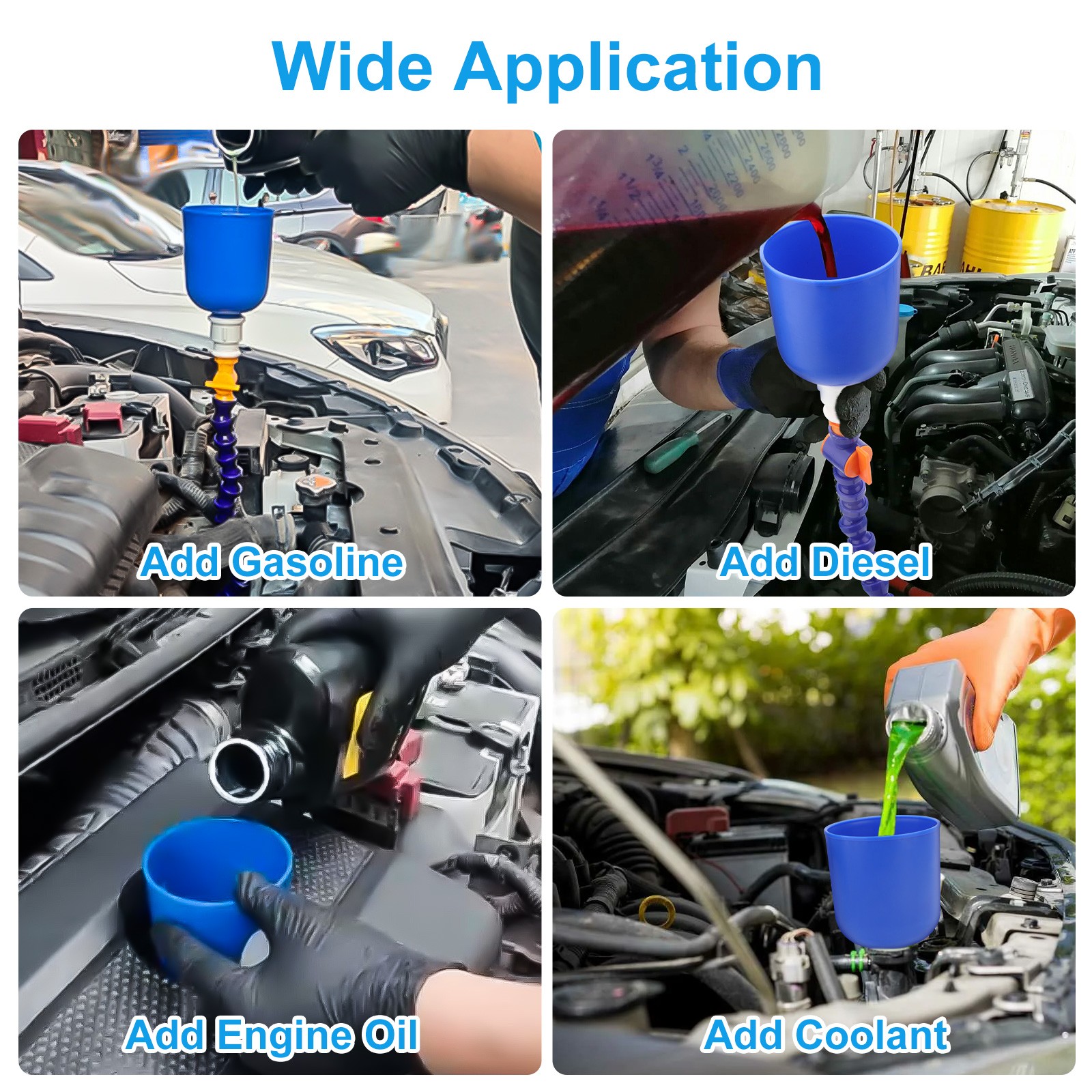 27" Flexible Bendable Transmission Oil Funnel w/ Switch & Filter for Car Fluids