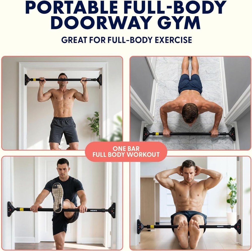 Doorway Pull up Bar, Adjustable Door Frame Pull up Bar with Level Meter