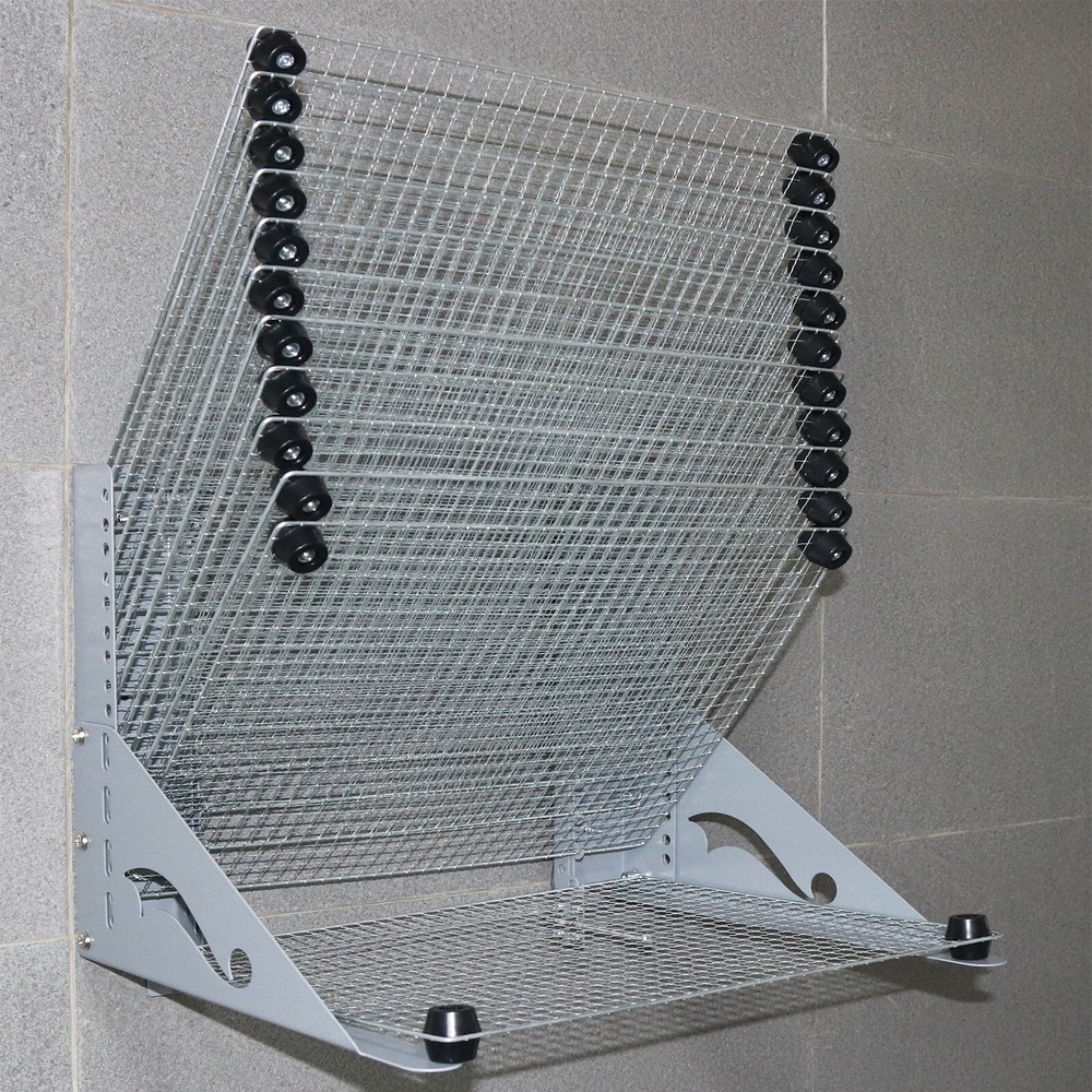 12 Layers Wall Fixed Tiled Clamshell Drying Frame Push and Flip-Open Drying Rack