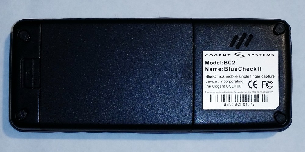 3M COGENT BC2 BLUECHECK II 2 MOBILE IDENTIFICATION FINGERPRINT SCANNER CSD100