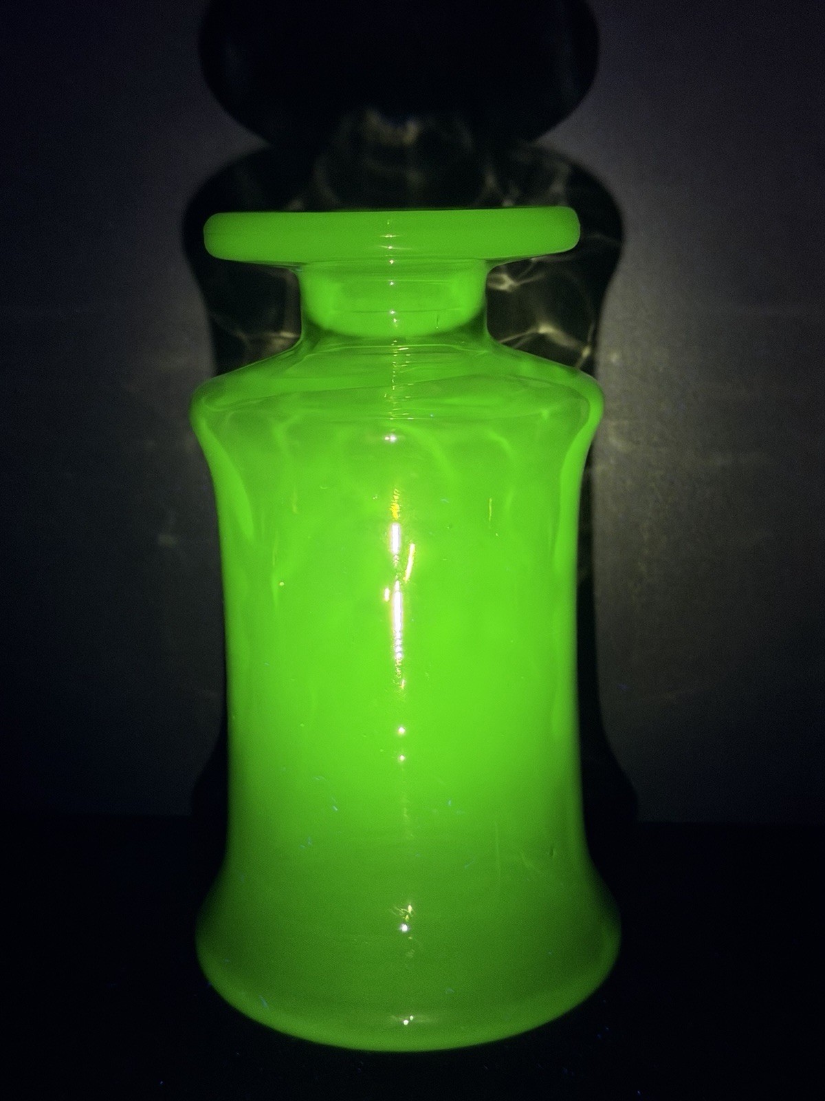 Dansk Designs France uranium glass candleholder 6.5in green