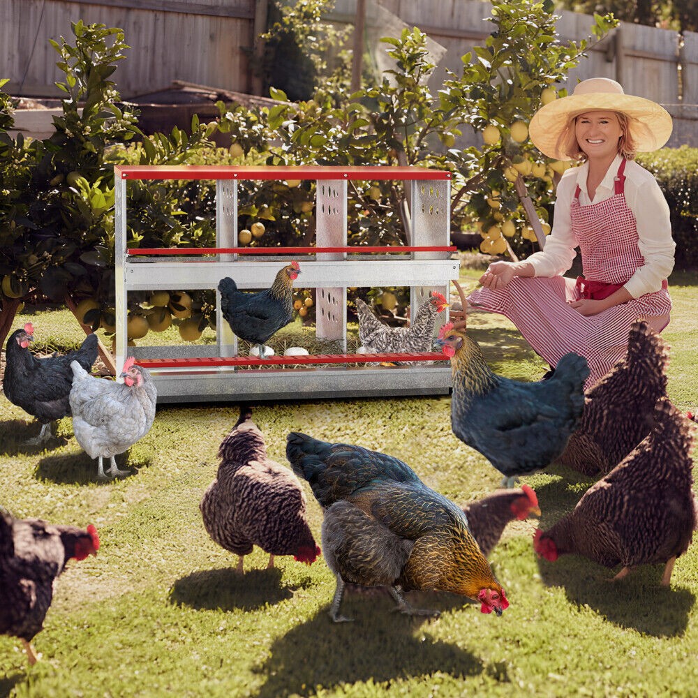 New 6Hole Chicken Nesting Boxes Metal Egg Laying Brooding Box With Vent Hole Set